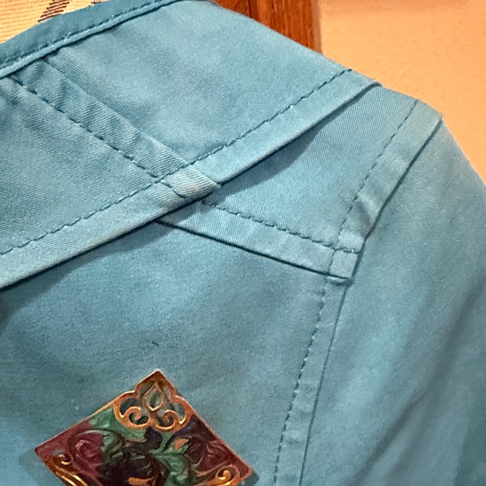 Burberry Bright Aqua Blue Hooded Toggle Coat - Picture 10 of 13